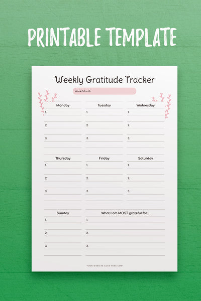 T1: Weekly Gratitude Tracker Template