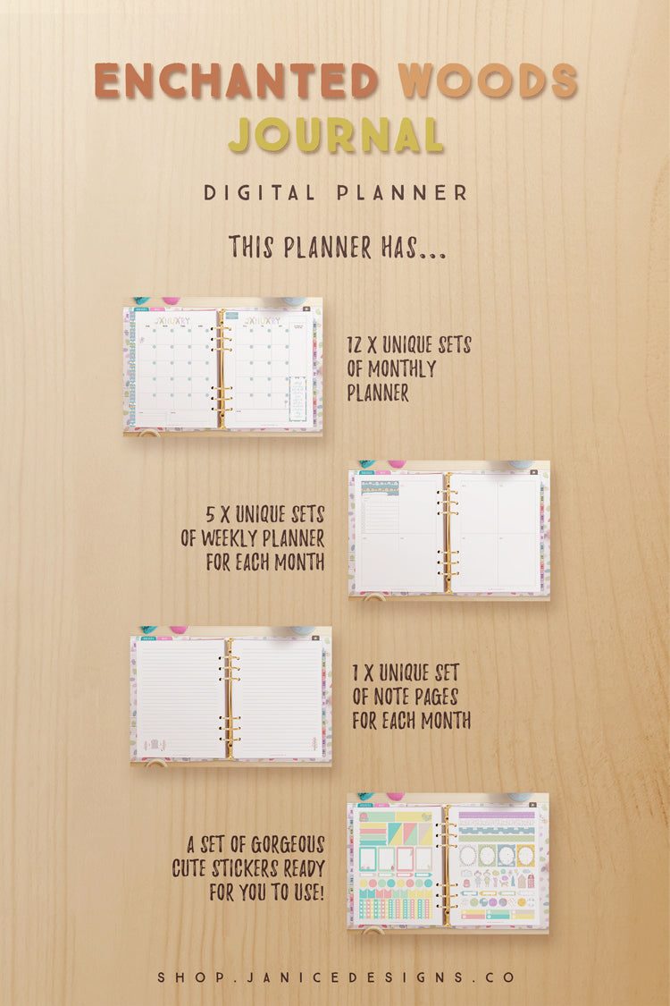 Journal Planner washi tape (Set of 5 Printed tapes) I Goal setting tap