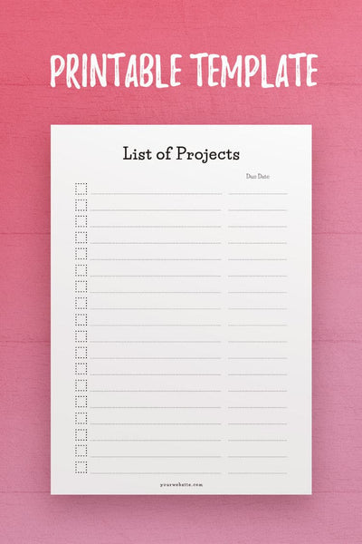 CSB: List of Projects Template