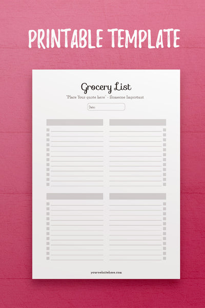 YY: Grocery List Template