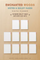 Enchanted Woods Notes and Bullet Pages Digital Planner [44 Pages]