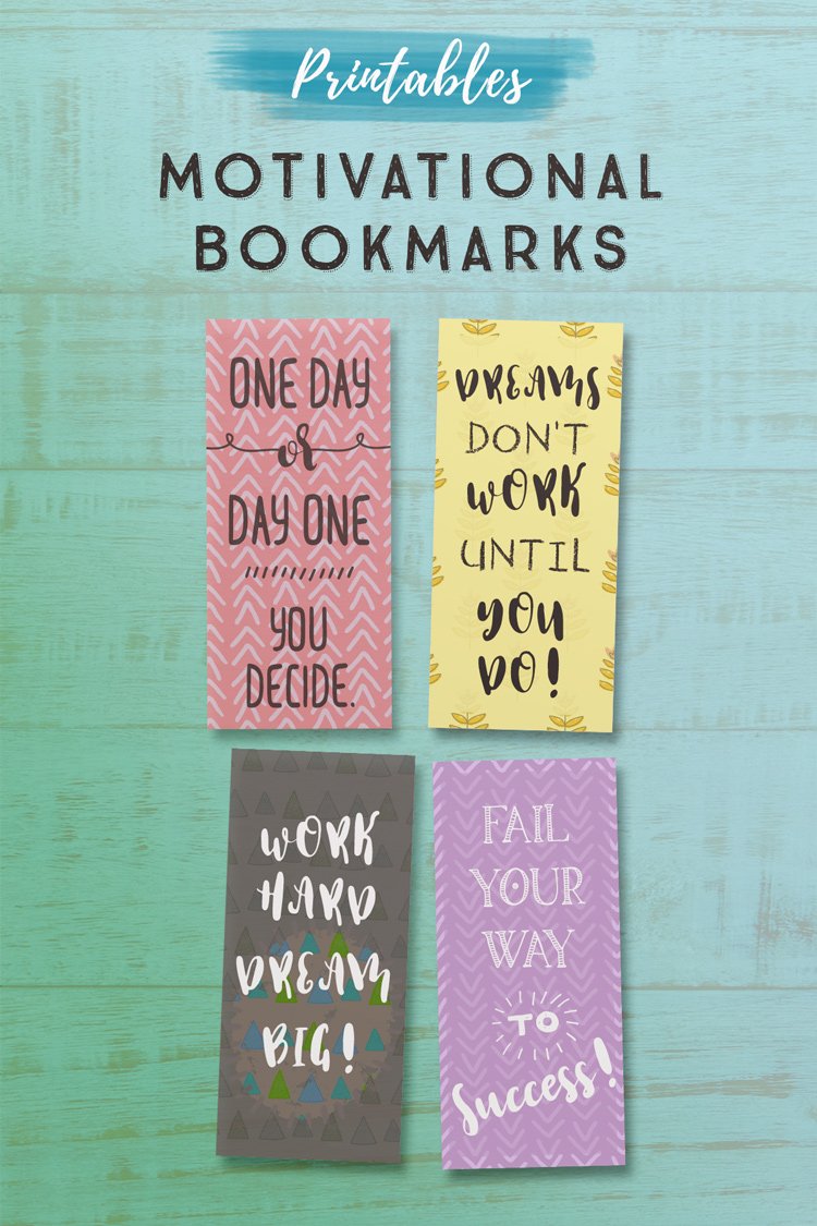 Motivational Printable Bookmarks* for Free Printable Motivational Bookmarks Printable
