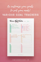 Various Goal Tracker Planner Printable_Customize it yourself